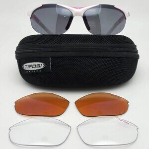 Tifosi Wisp Race Pink Frame 3x Lens Bundle (Smoke, AC Red, Clear) Sunglasses